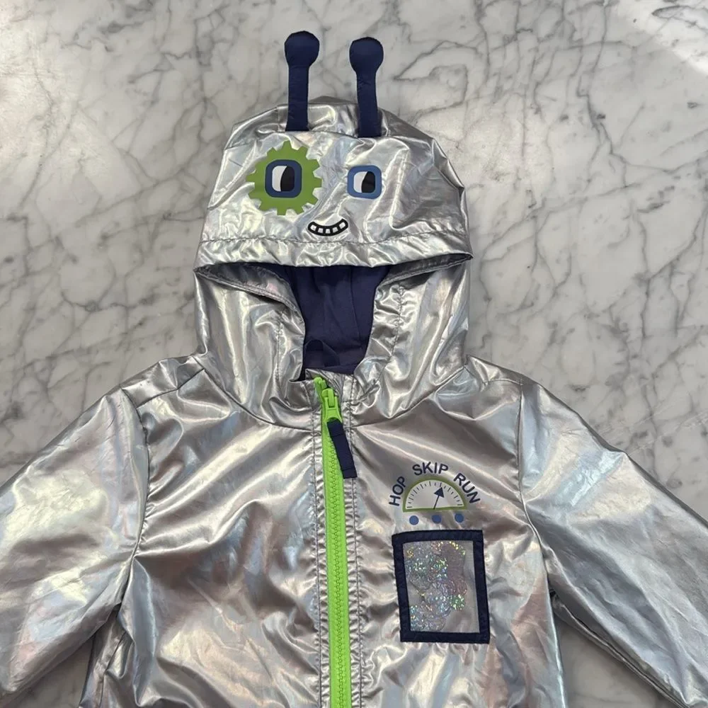 Cat and Jack Toddler Boy’s Silver Alien Windbreaker Jacket Sz 2T